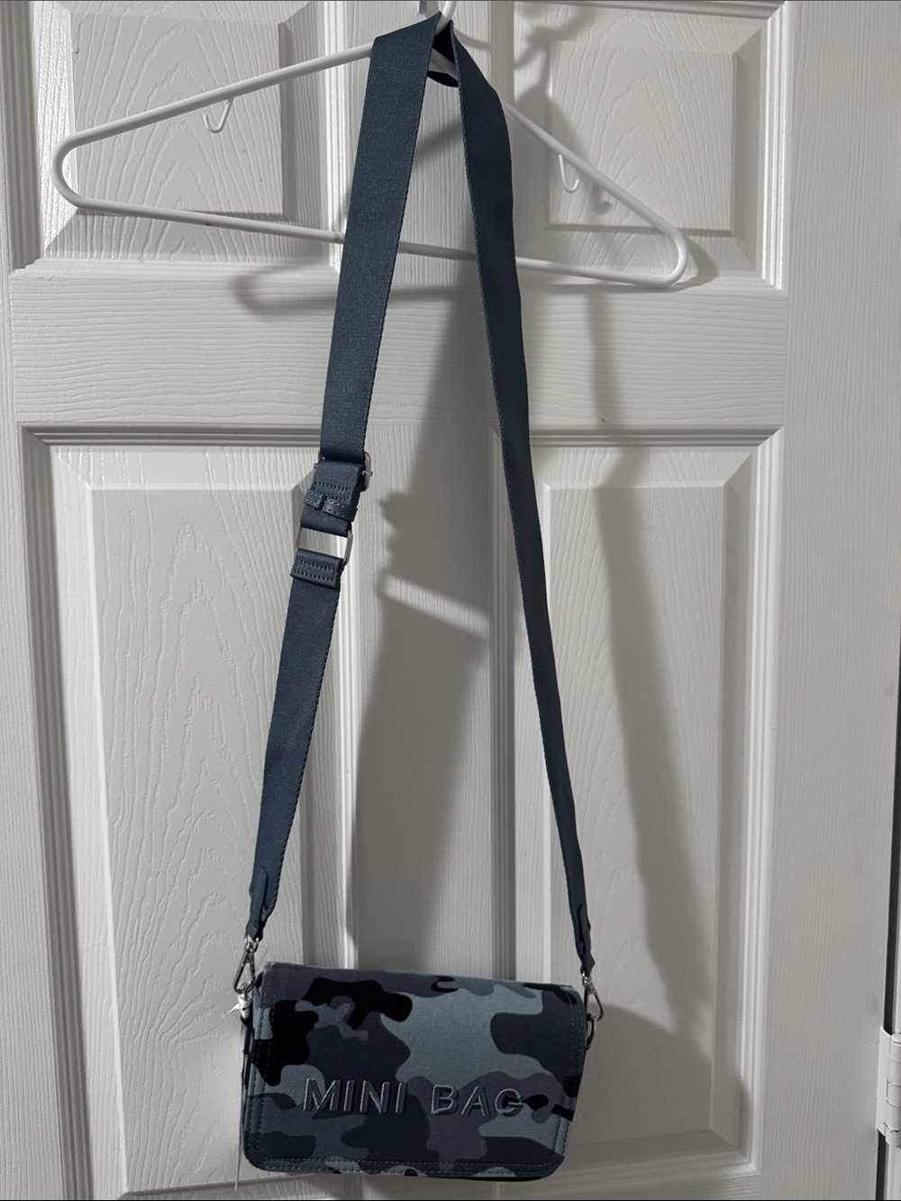 Blue Camo Women’s Crossbody Mini Bag with Adjustable Strap